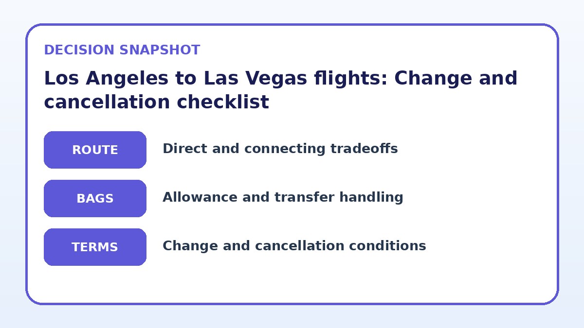 Decision guide for Los Angeles to Las Vegas flights: Change and cancellation checklist