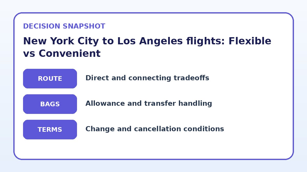 Decision guide for New York City to Los Angeles flights: Flexible vs Convenient