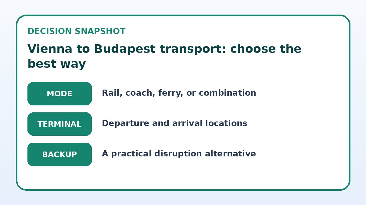 Decision guide for Vienna to Budapest transport: choose the best way