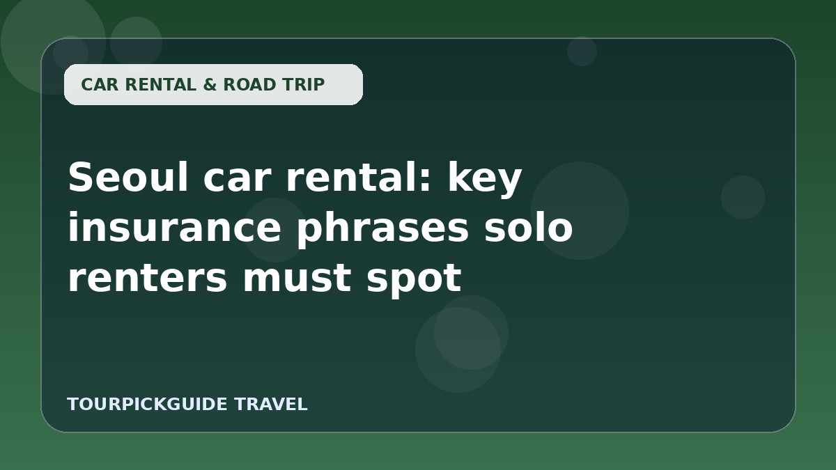 Seoul car rental: key insurance phrases solo renters must spot