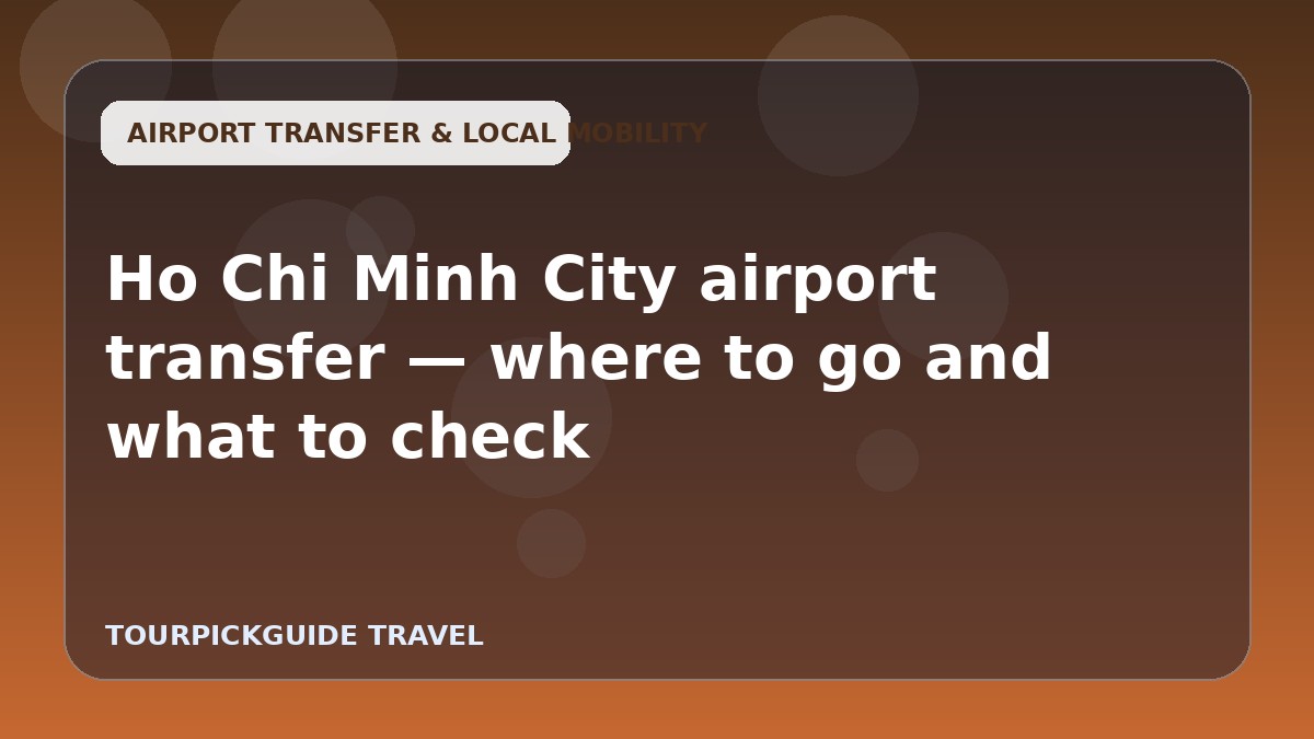 Ho Chi Minh City airport transfer — where to go and what to check