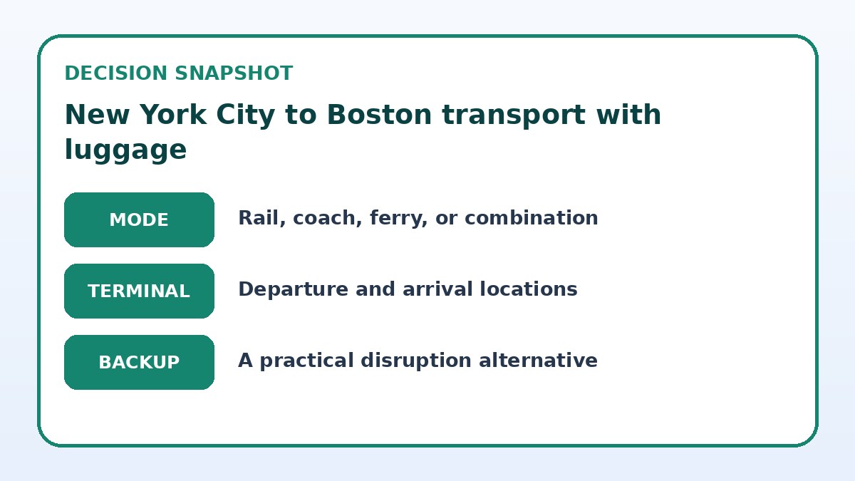 Decision guide for New York City to Boston transport with luggage