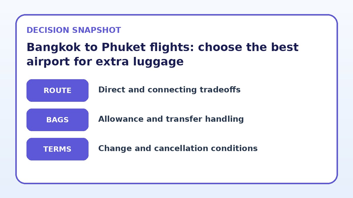 Decision guide for Bangkok to Phuket flights: choose the best airport for extra luggage