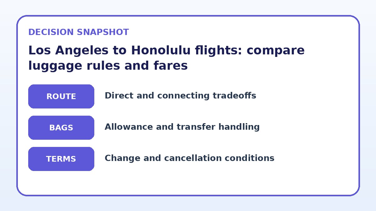 Decision guide for Los Angeles to Honolulu flights: compare luggage rules and fares
