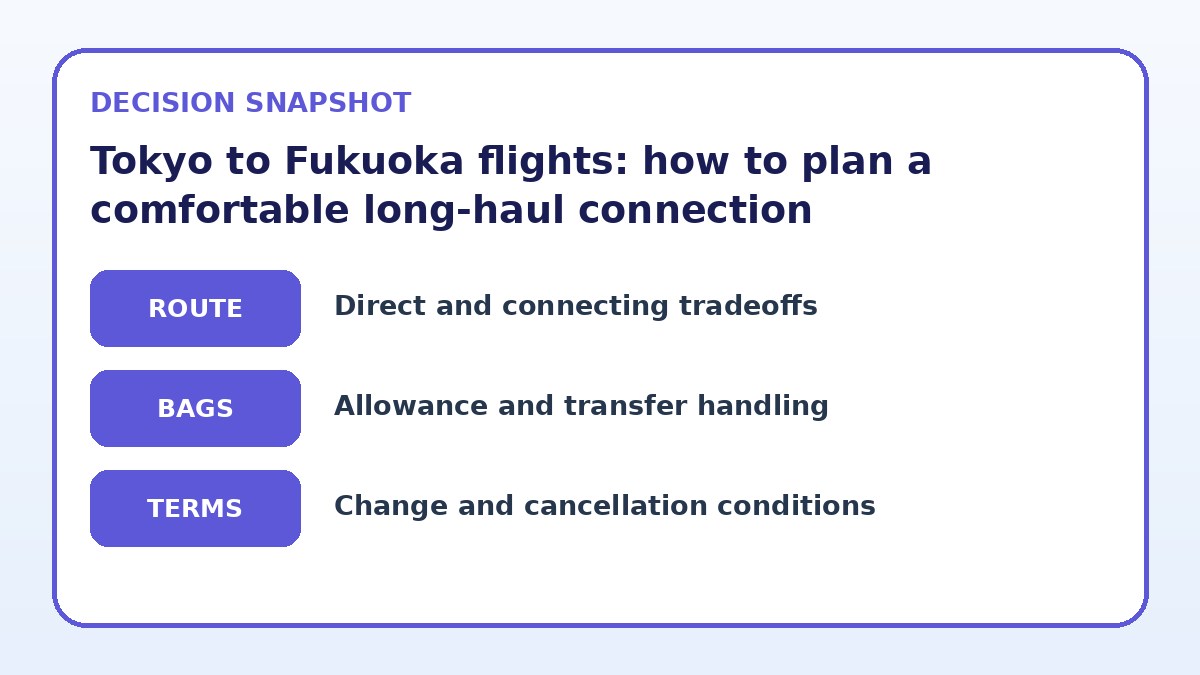 Decision guide for Tokyo to Fukuoka flights: how to plan a comfortable long‑haul connection