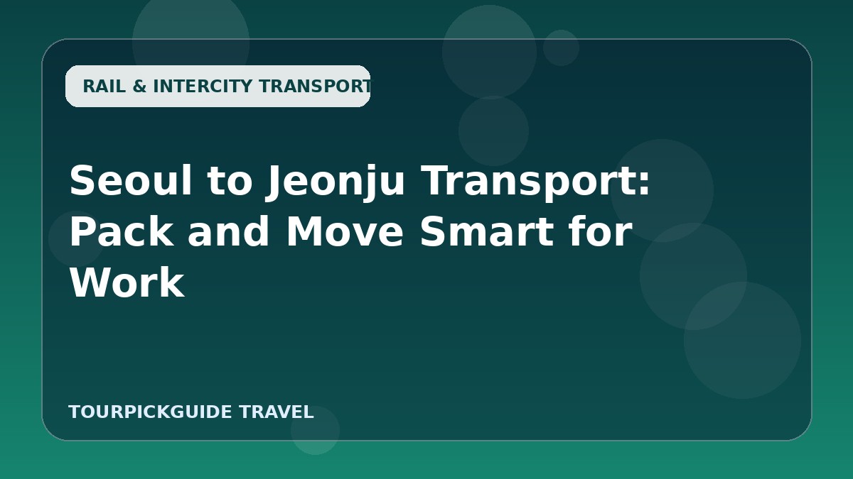 Seoul to Jeonju Transport: Pack and Move Smart for Work