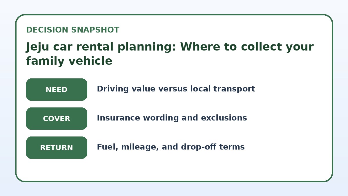 Decision guide for Jeju car rental planning: Where to collect your family vehicle