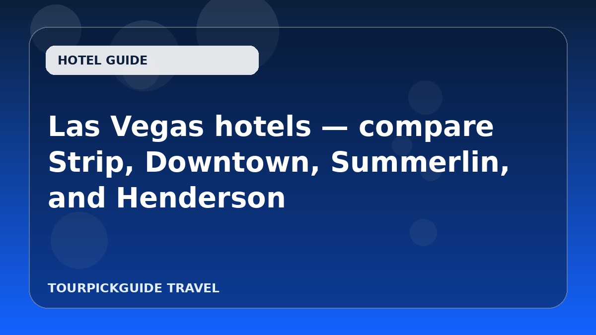 Las Vegas hotels — compare Strip, Downtown, Summerlin, and Henderson