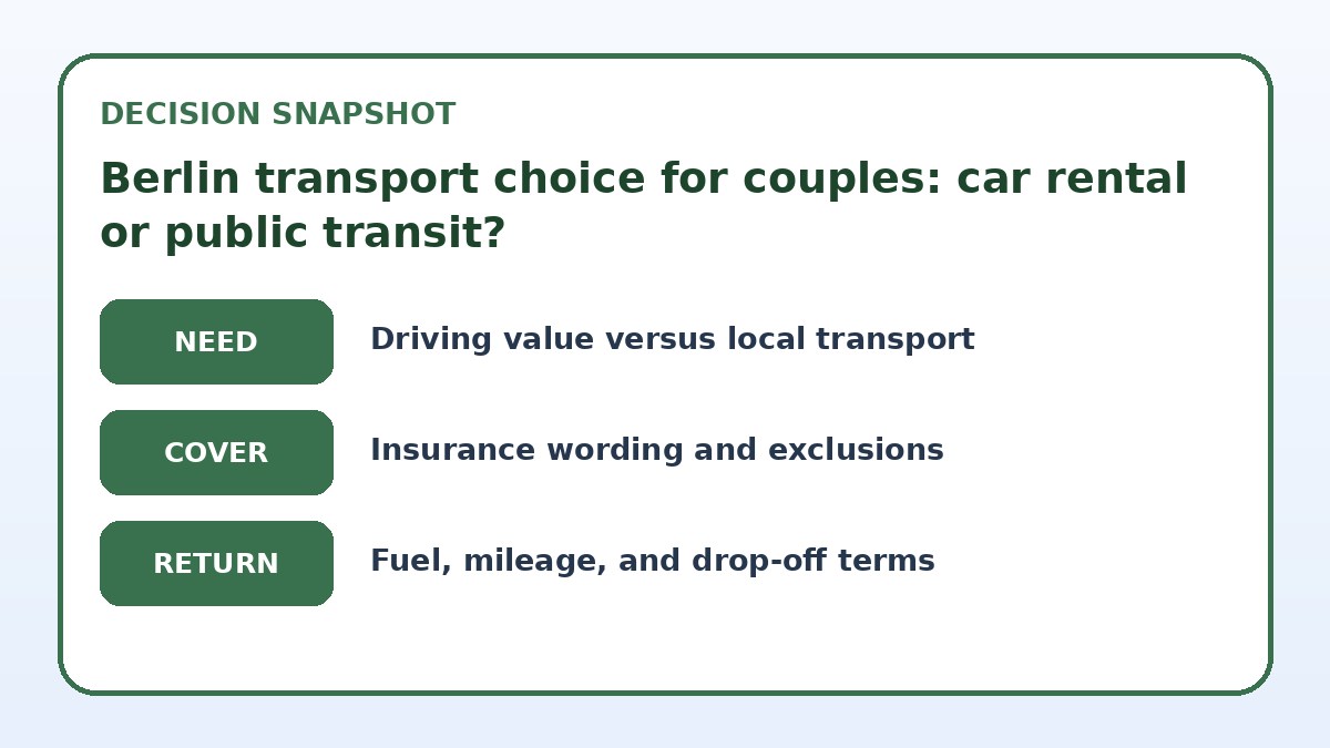 Decision guide for Berlin transport choice for couples: car rental or public transit?