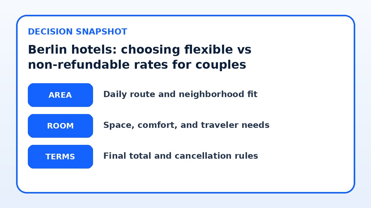 Decision guide for Berlin hotels: choosing flexible vs non‑refundable rates for couples