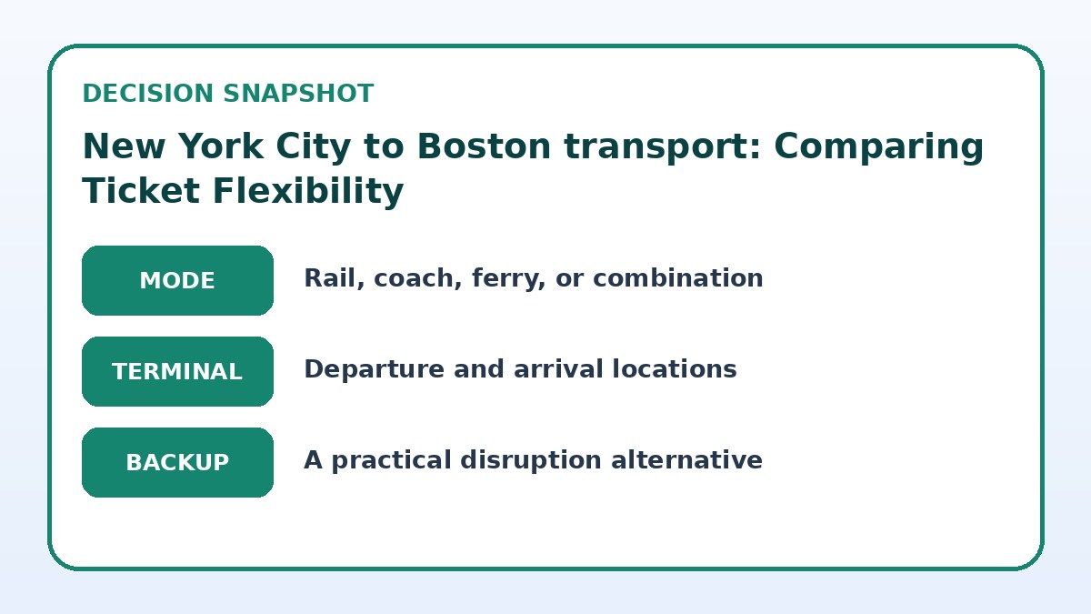 Decision guide for New York City to Boston transport: Comparing Ticket Flexibility