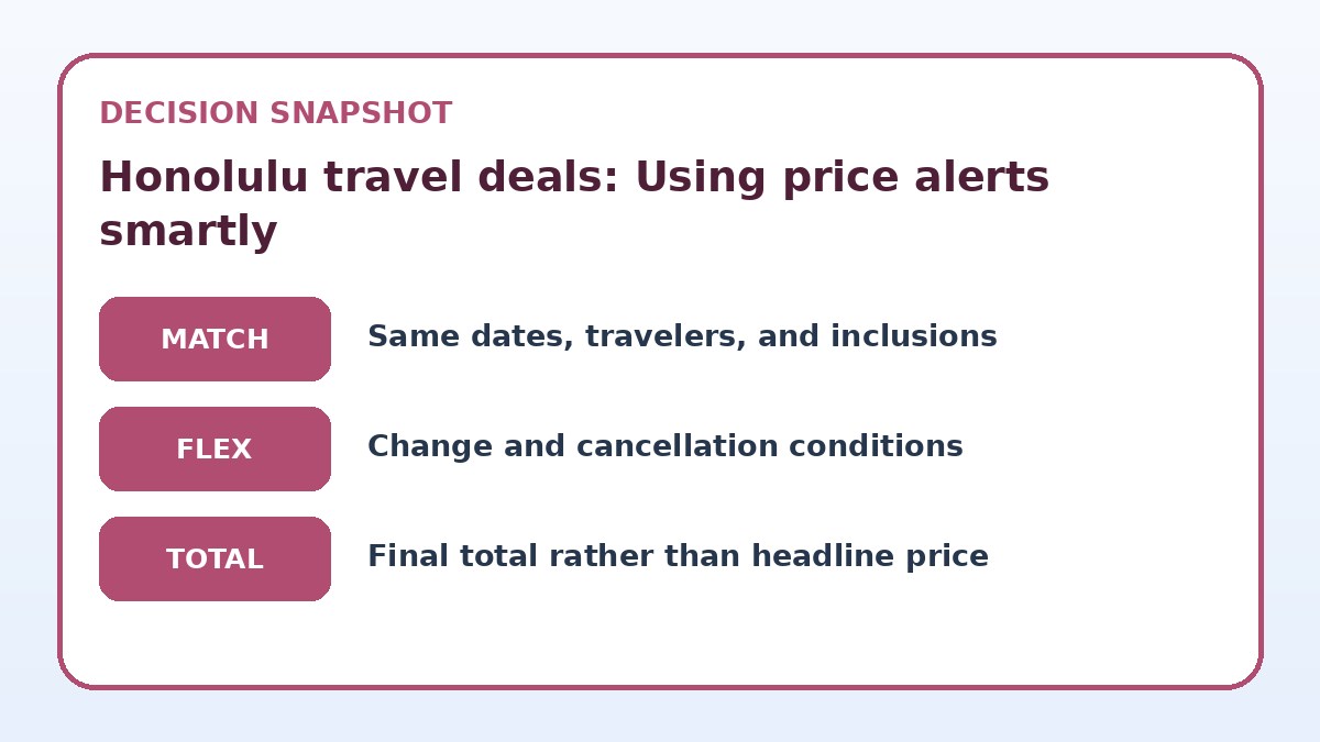 Decision guide for Honolulu travel deals: Using price alerts smartly