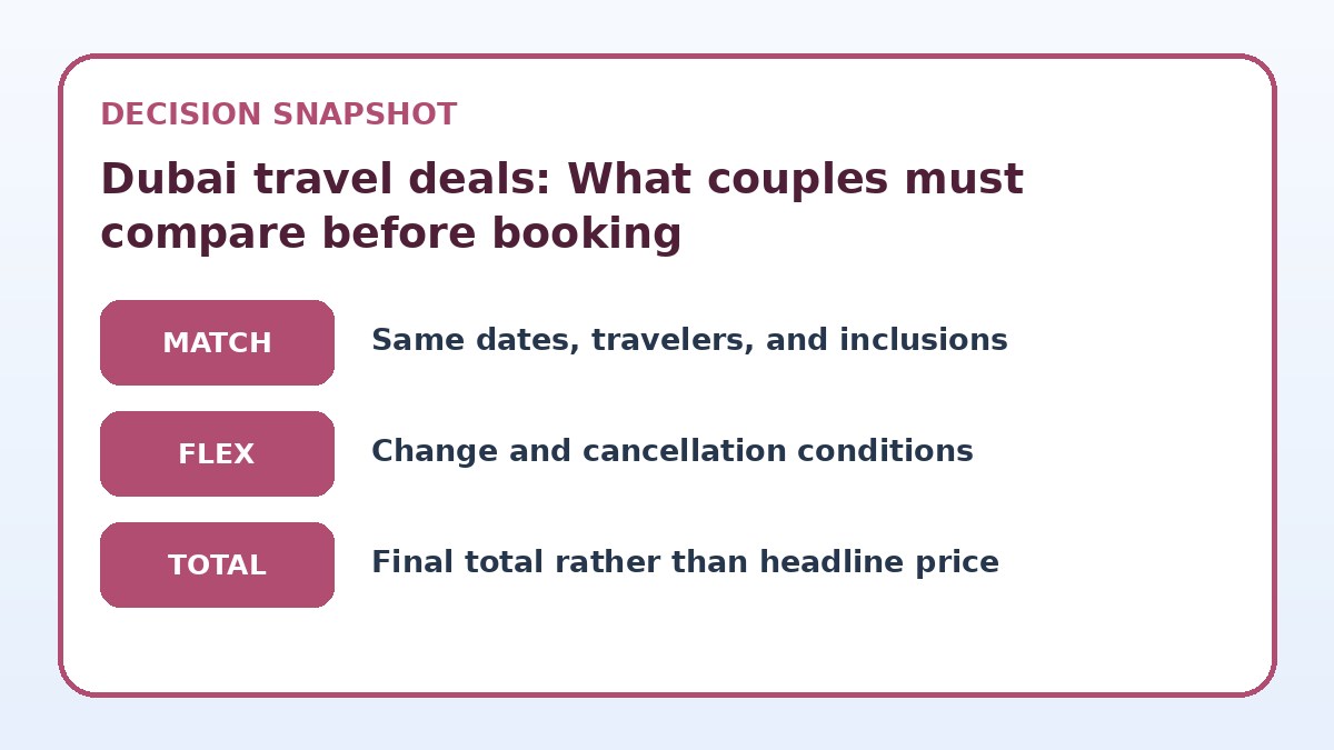 Decision guide for Dubai travel deals: What couples must compare before booking