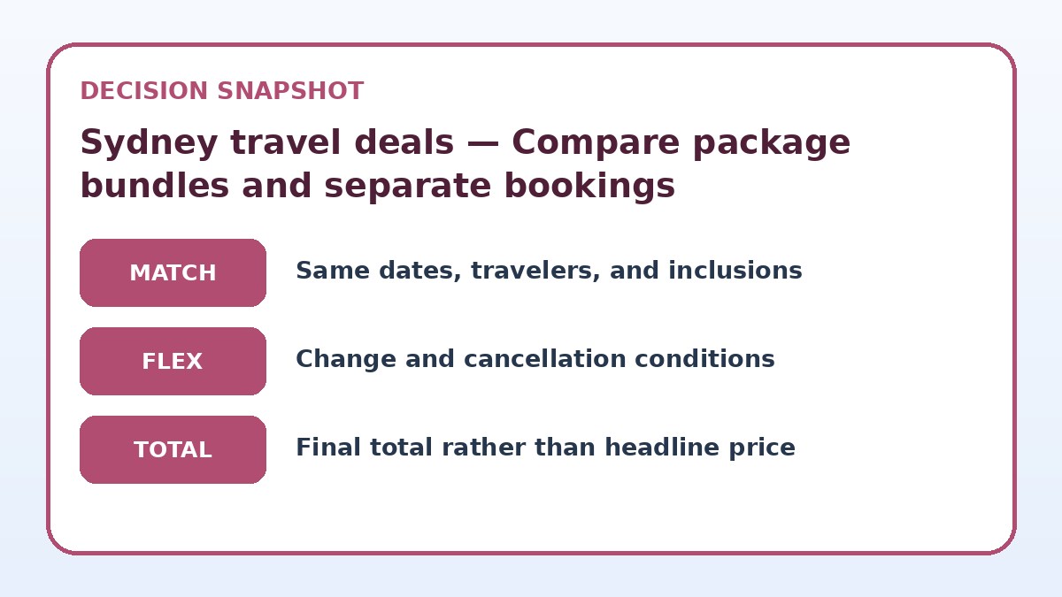 Decision guide for Sydney travel deals — Compare package bundles and separate bookings