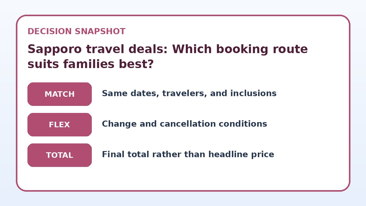 Decision guide for Sapporo travel deals: Which booking route suits families best?