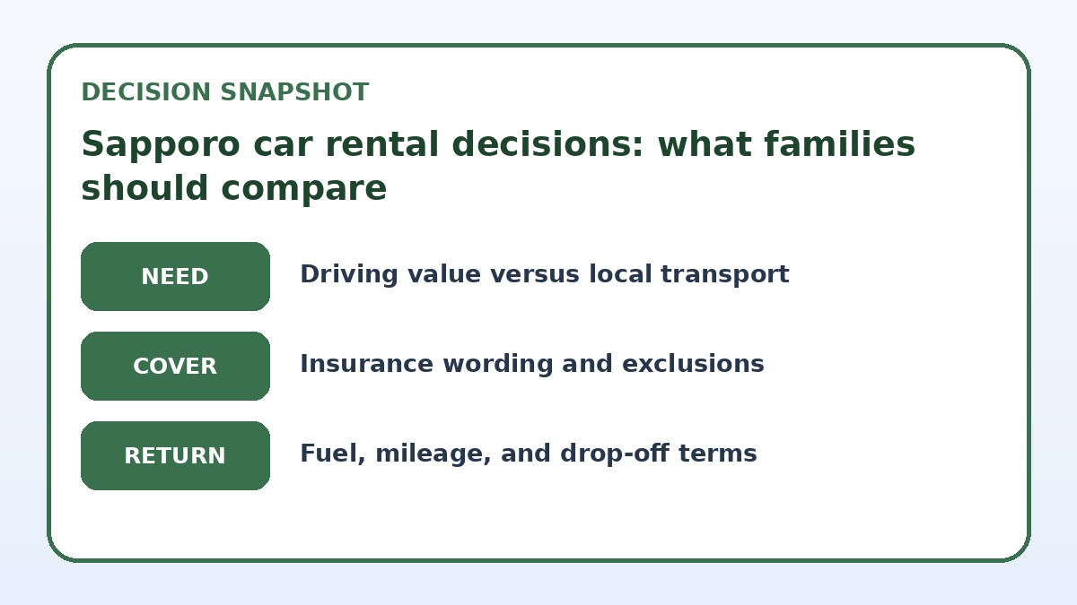 Decision guide for Sapporo car rental decisions: what families should compare