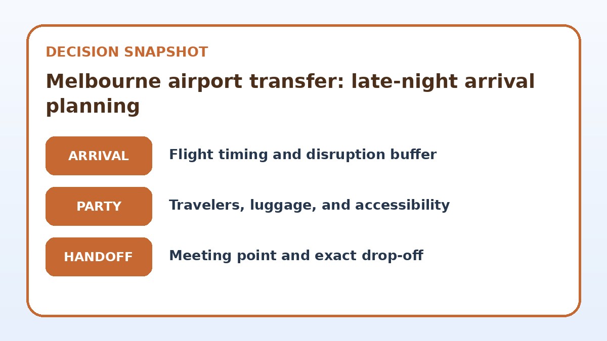 Decision guide for Melbourne airport transfer: late-night arrival planning