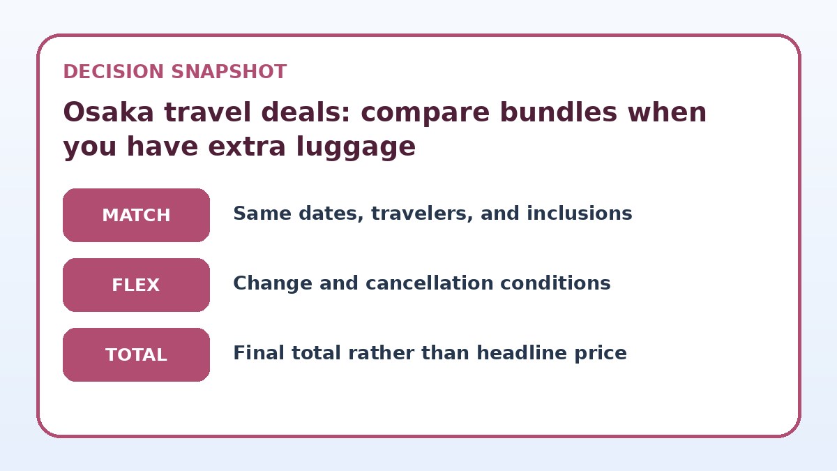 Decision guide for Osaka travel deals: compare bundles when you have extra luggage