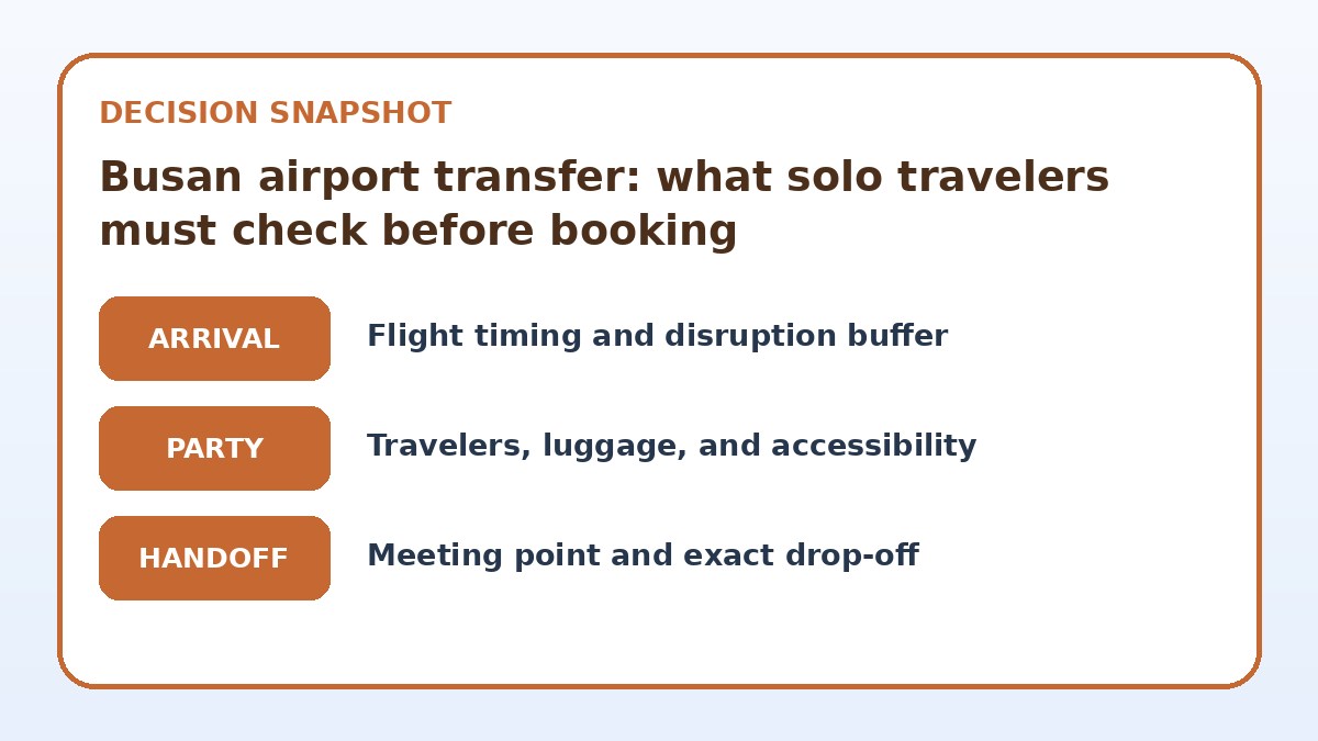 Decision guide for Busan airport transfer: what solo travelers must check before booking