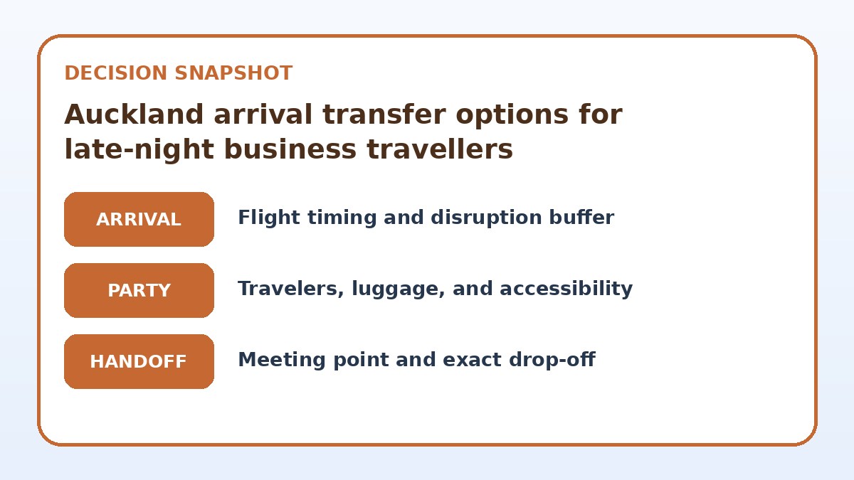 Decision guide for Auckland arrival transfer options for late-night business travellers