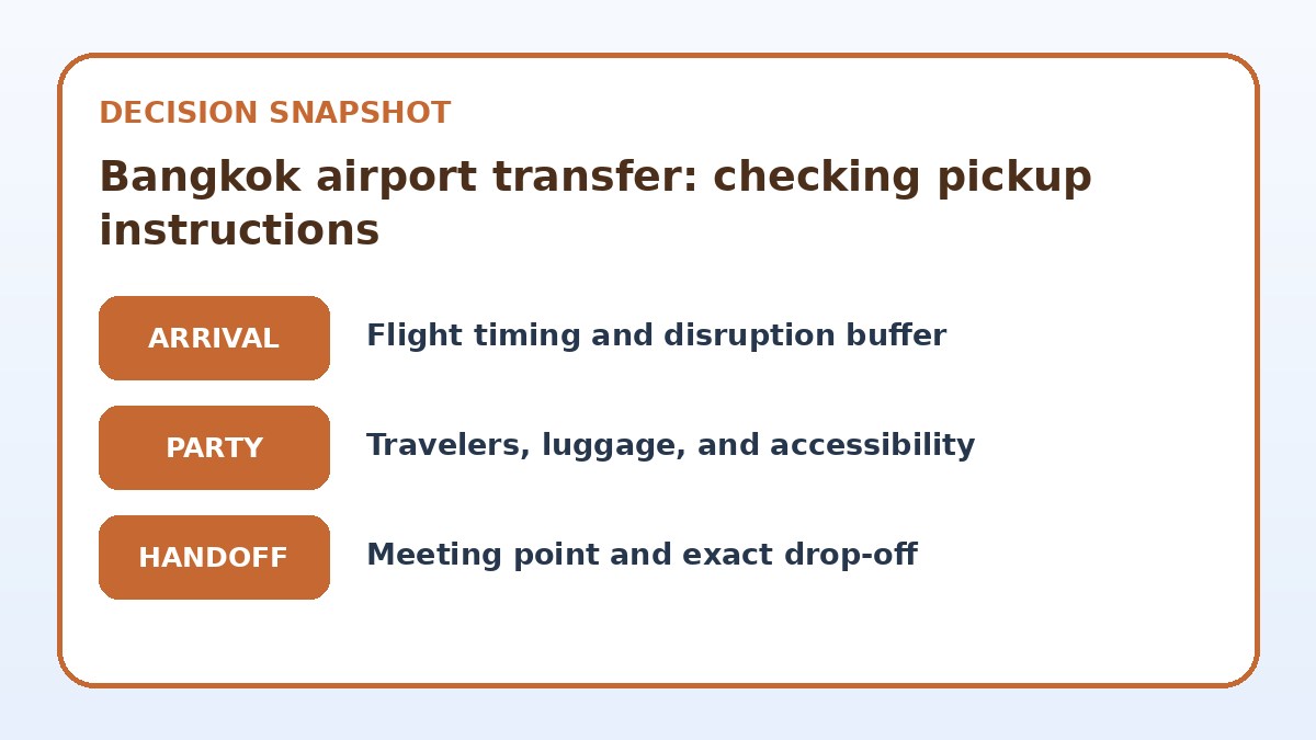 Decision guide for Bangkok airport transfer: checking pickup instructions
