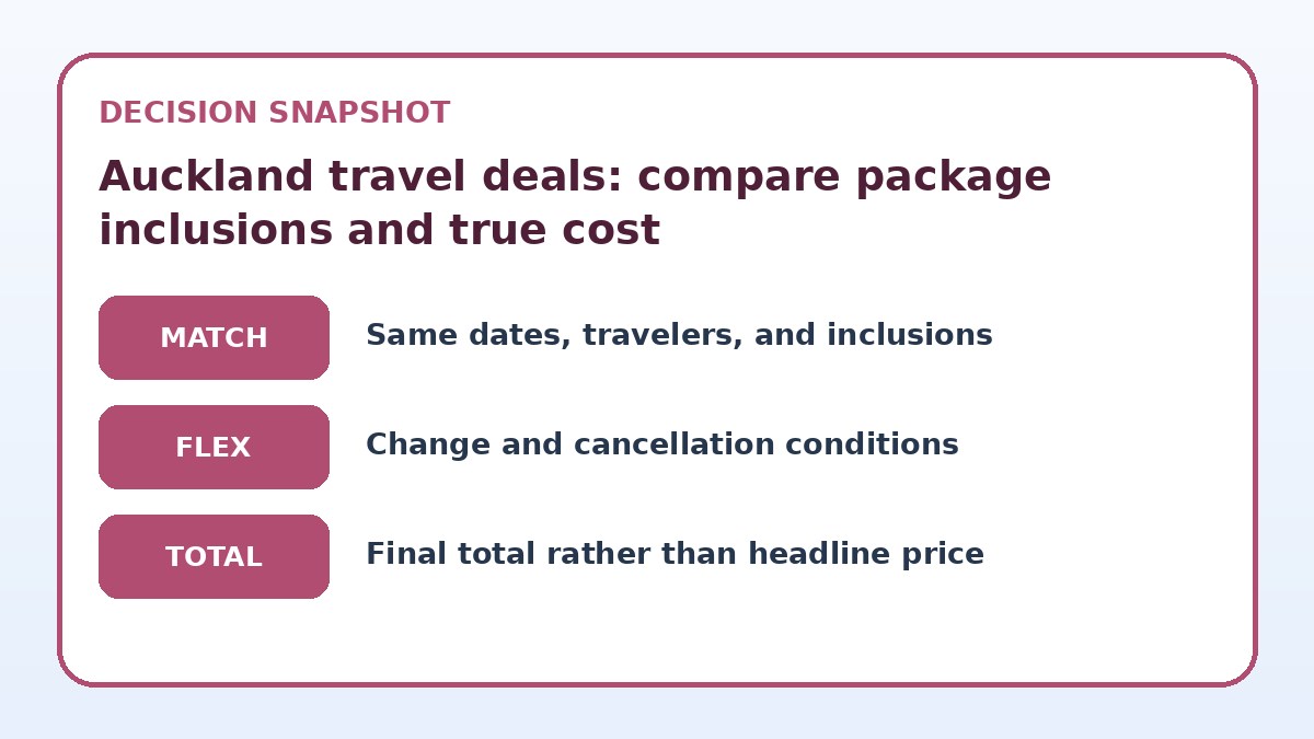 Decision guide for Auckland travel deals: compare package inclusions and true cost