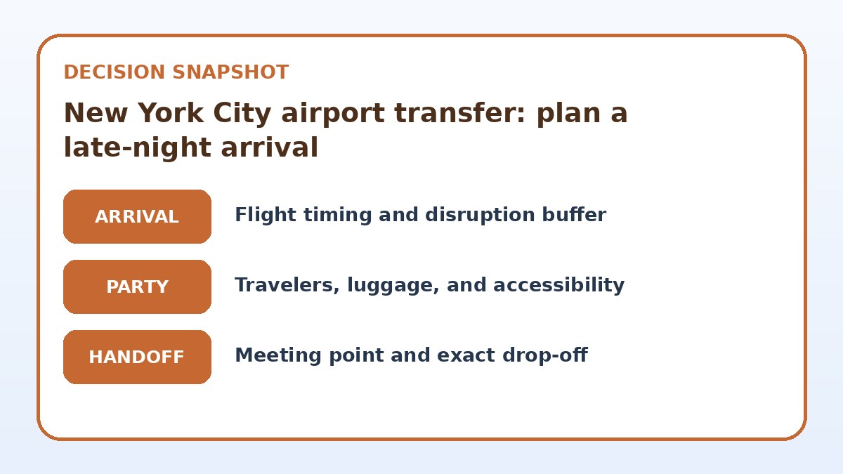 Decision guide for New York City airport transfer: plan a late-night arrival