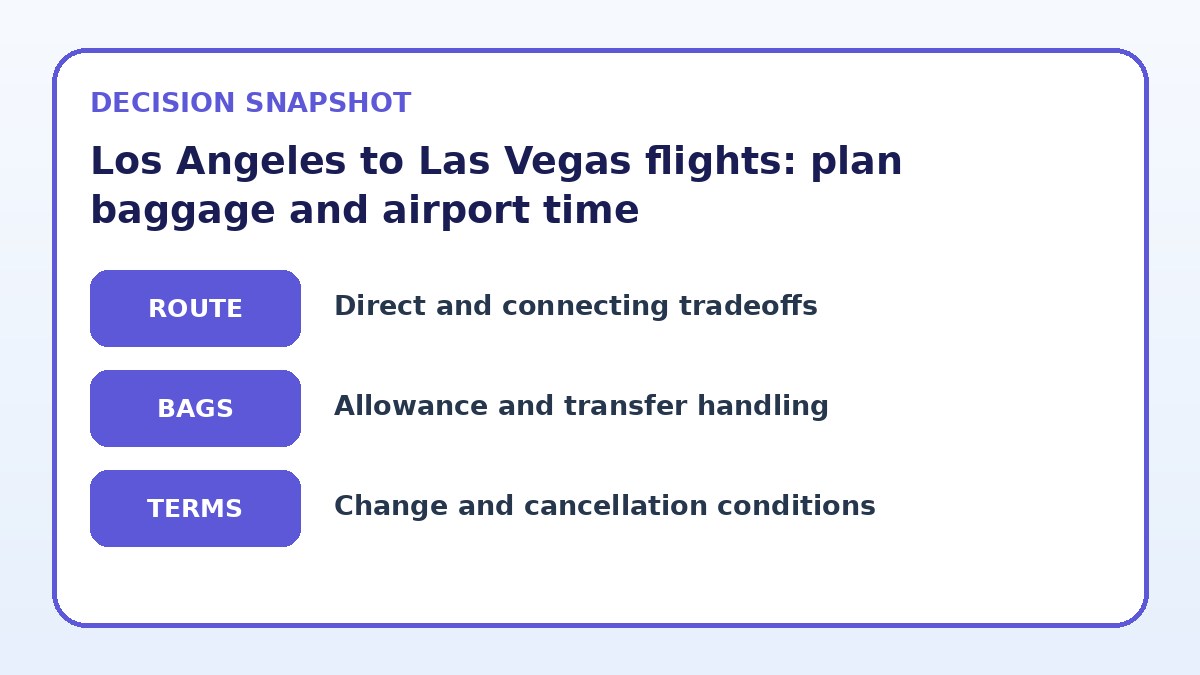 Decision guide for Los Angeles to Las Vegas flights: plan baggage and airport time