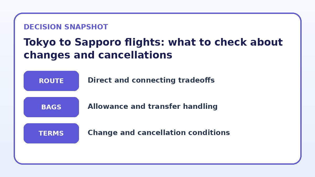 Decision guide for Tokyo to Sapporo flights: what to check about changes and cancellations