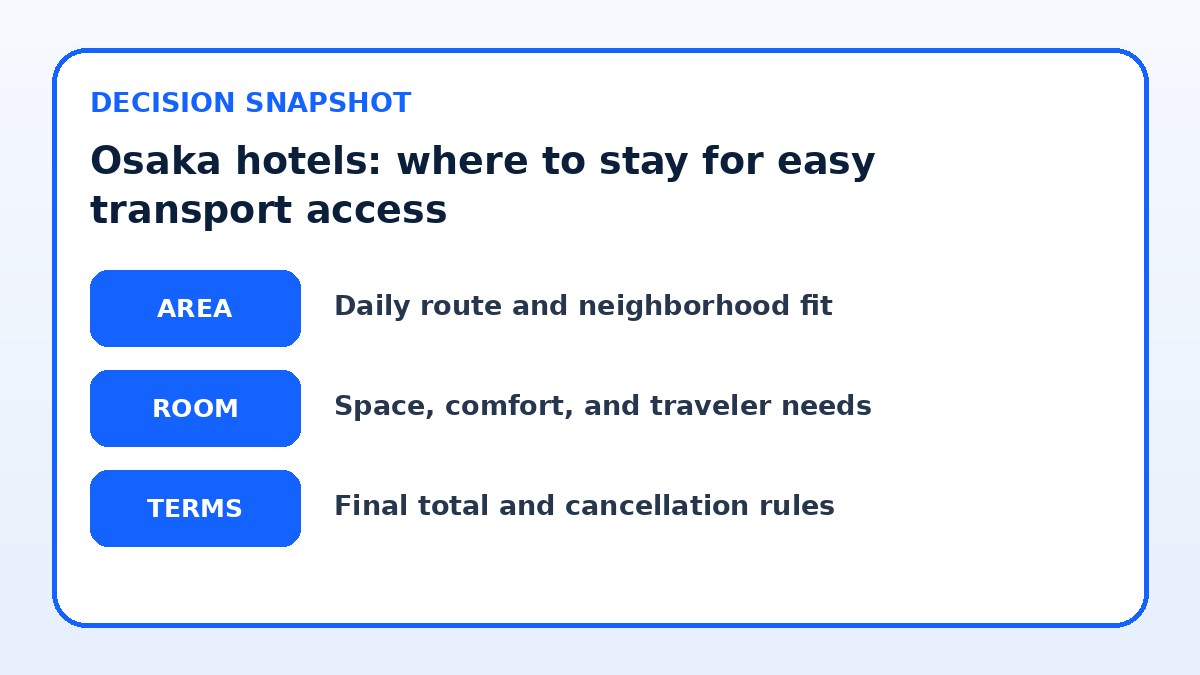 Decision guide for Osaka hotels: where to stay for easy transport access
