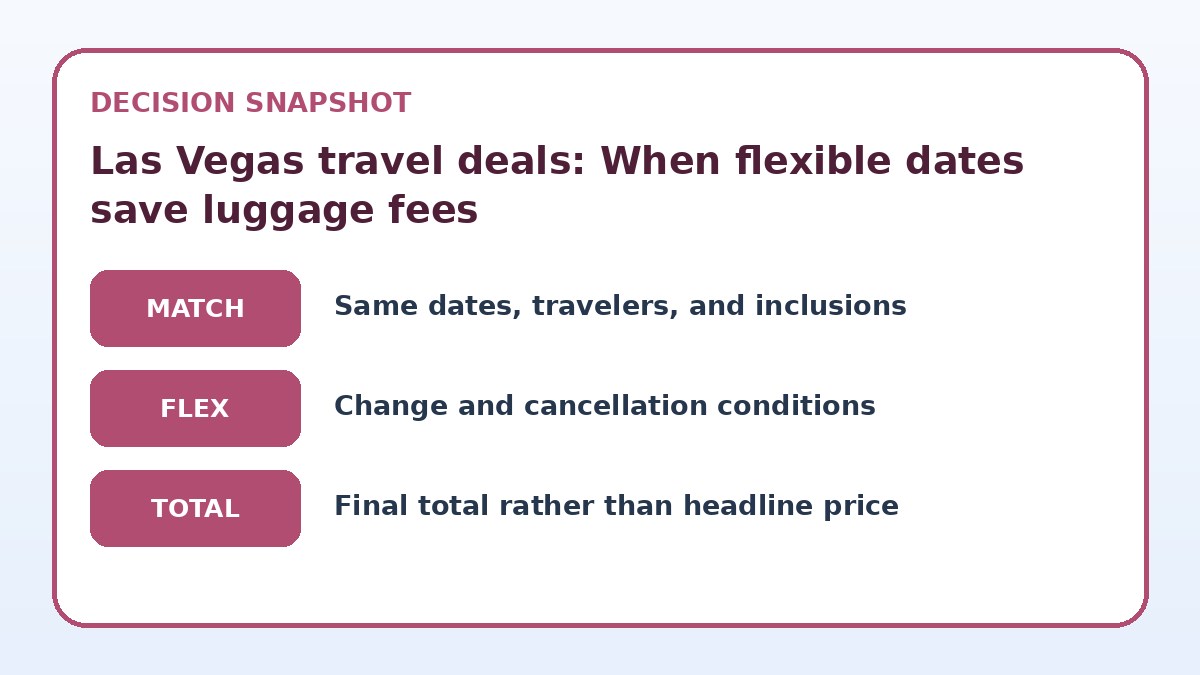Decision guide for Las Vegas travel deals: When flexible dates save luggage fees