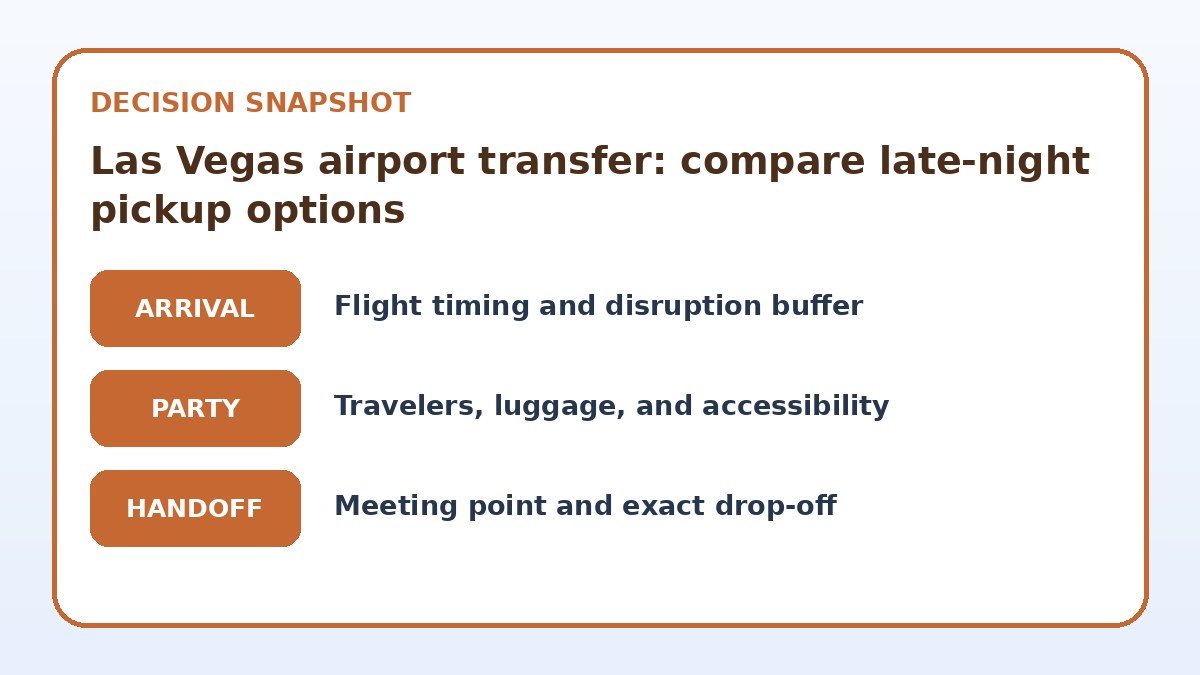 Decision guide for Las Vegas airport transfer: compare late-night pickup options