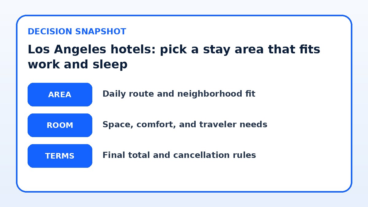 Decision guide for Los Angeles hotels: pick a stay area that fits work and sleep