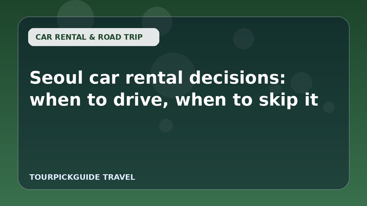 Seoul car rental decisions: when to drive, when to skip it