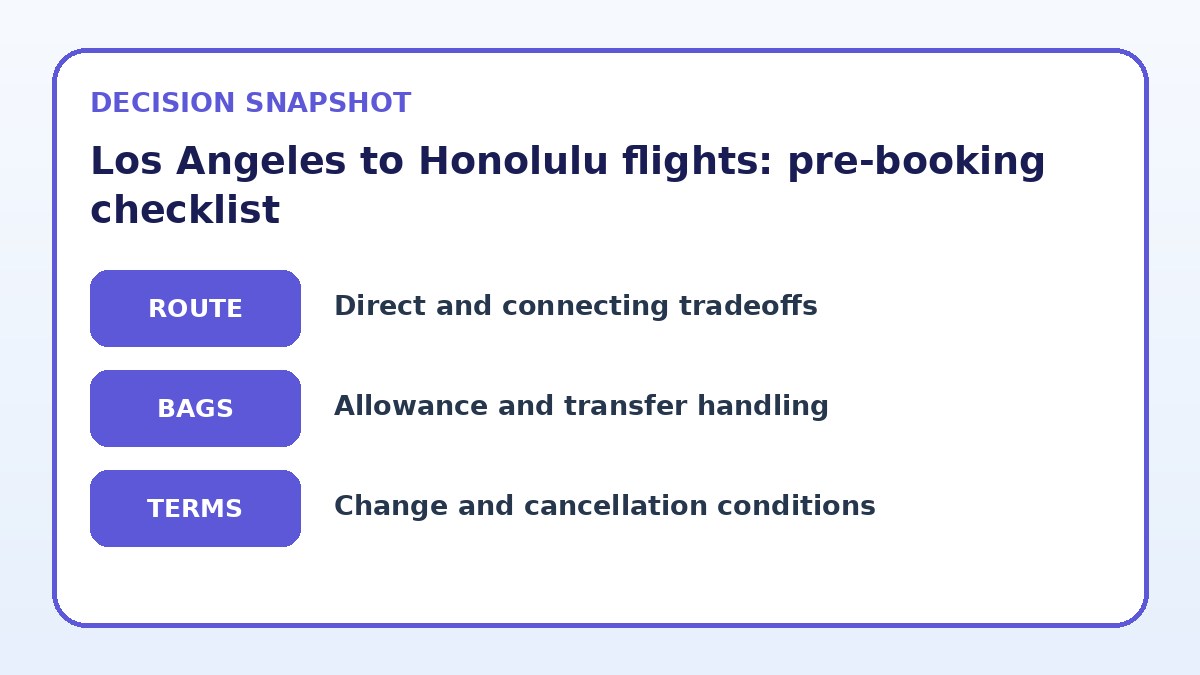 Decision guide for Los Angeles to Honolulu flights: pre-booking checklist