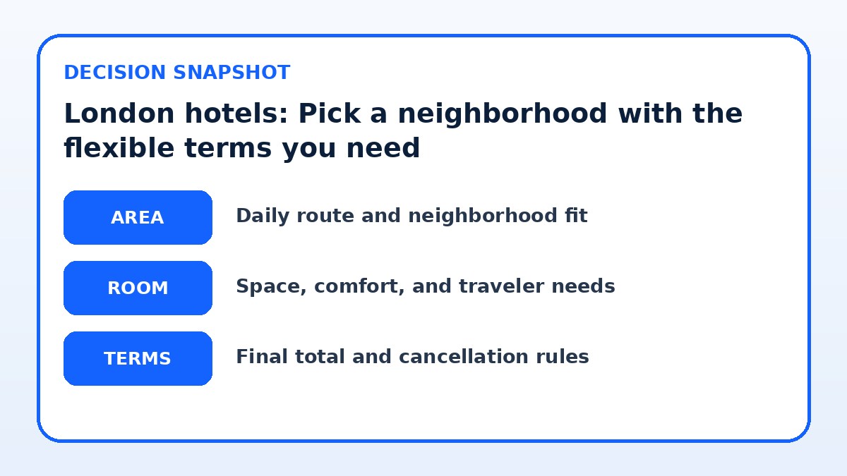 Decision guide for London hotels: Pick a neighborhood with the flexible terms you need