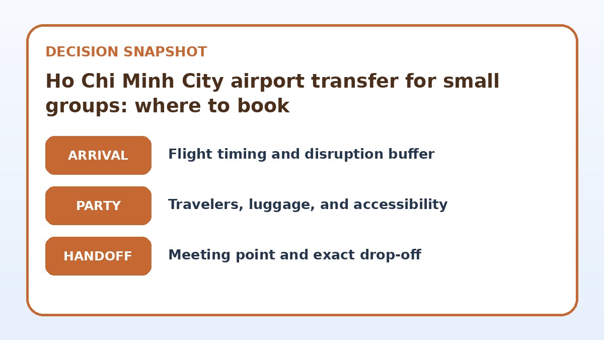 Decision guide for Ho Chi Minh City airport transfer for small groups: where to book