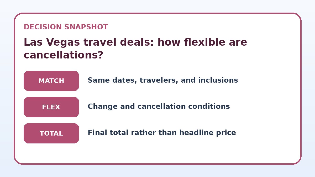 Decision guide for Las Vegas travel deals: how flexible are cancellations?