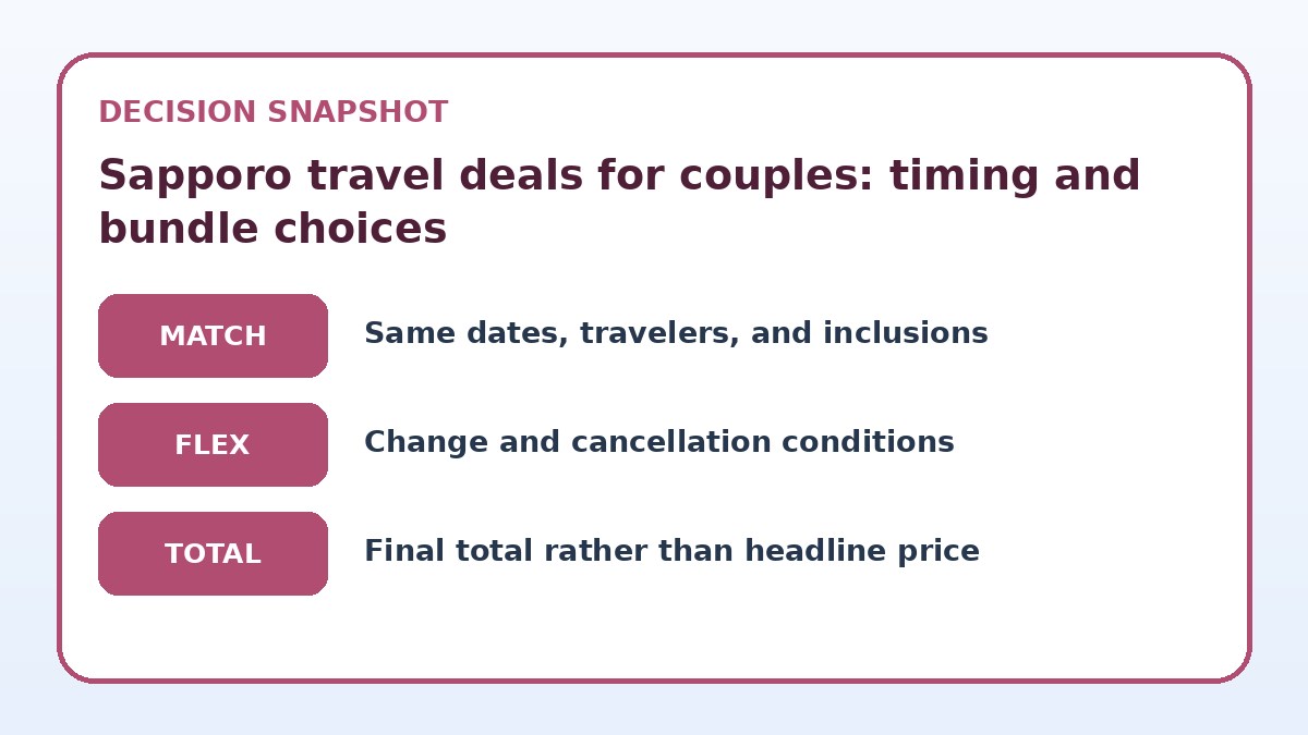Decision guide for Sapporo travel deals for couples: timing and bundle choices