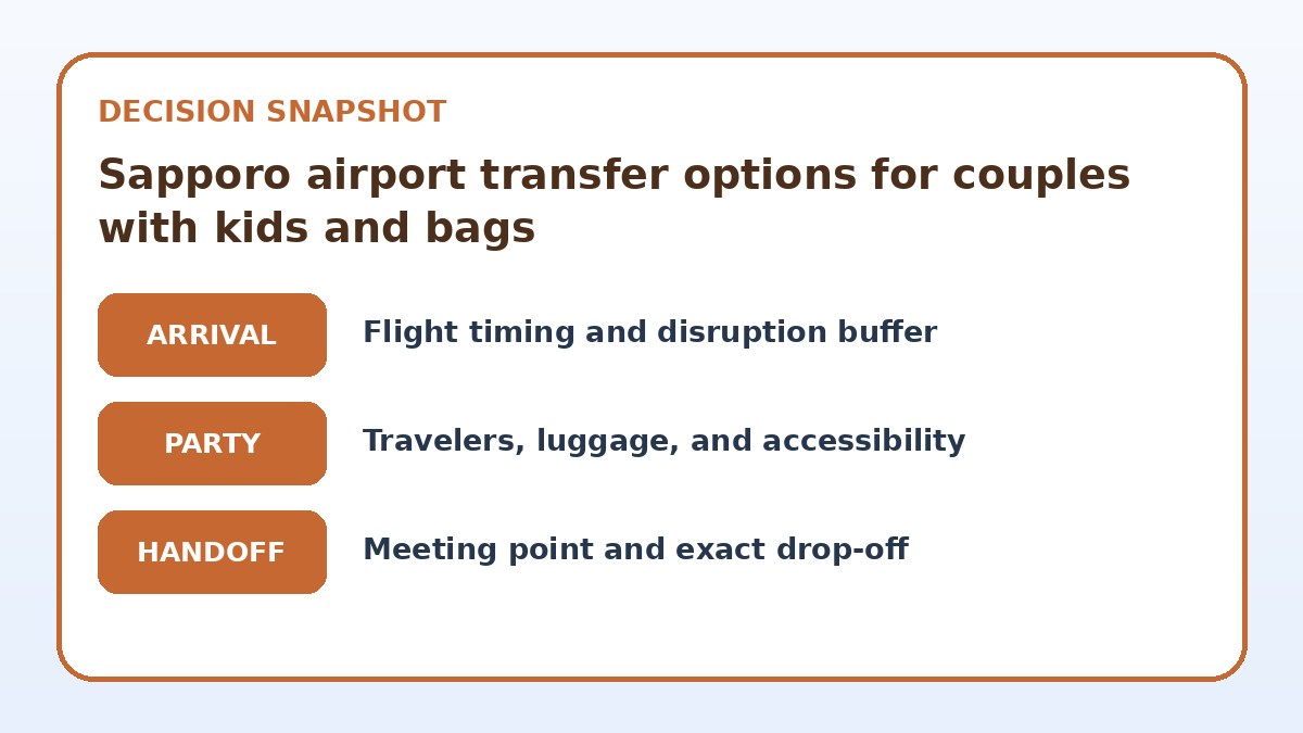 Decision guide for Sapporo airport transfer options for couples with kids and bags