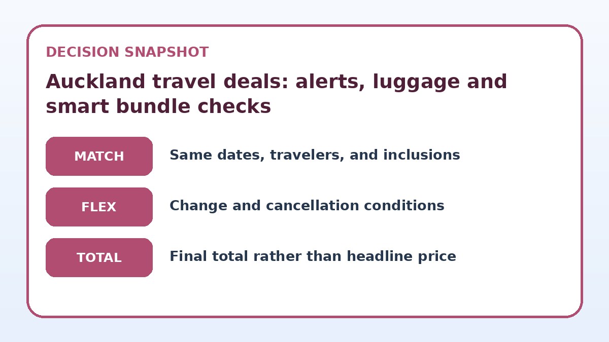 Decision guide for Auckland travel deals: alerts, luggage and smart bundle checks
