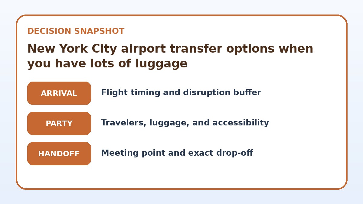 Decision guide for New York City airport transfer options when you have lots of luggage