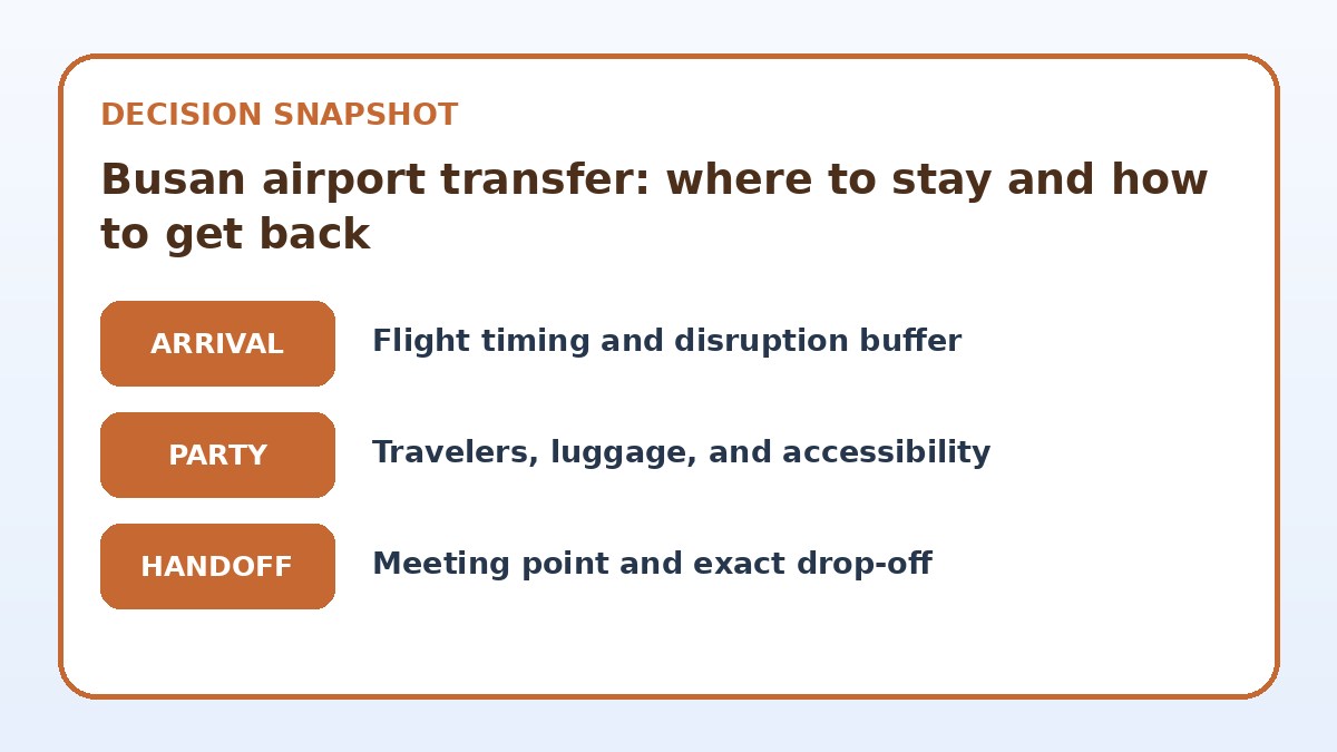 Decision guide for Busan airport transfer: where to stay and how to get back