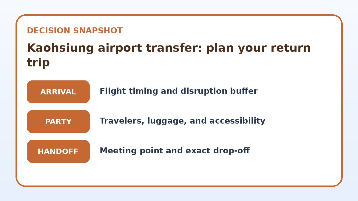 Decision guide for Kaohsiung airport transfer: plan your return trip
