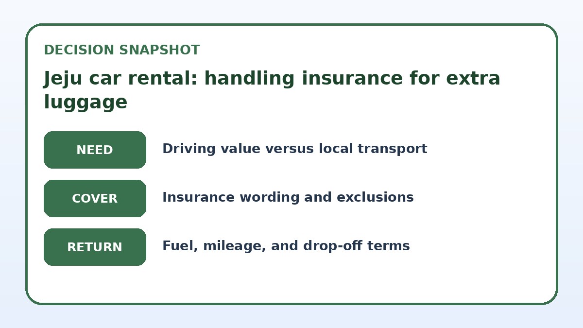 Decision guide for Jeju car rental: handling insurance for extra luggage