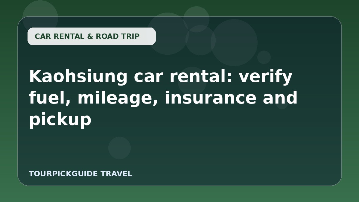 Visual guide for Kaohsiung car rental: verify fuel, mileage, insurance and pickup