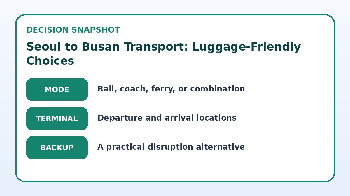 Decision guide for Seoul to Busan Transport: Luggage-Friendly Choices