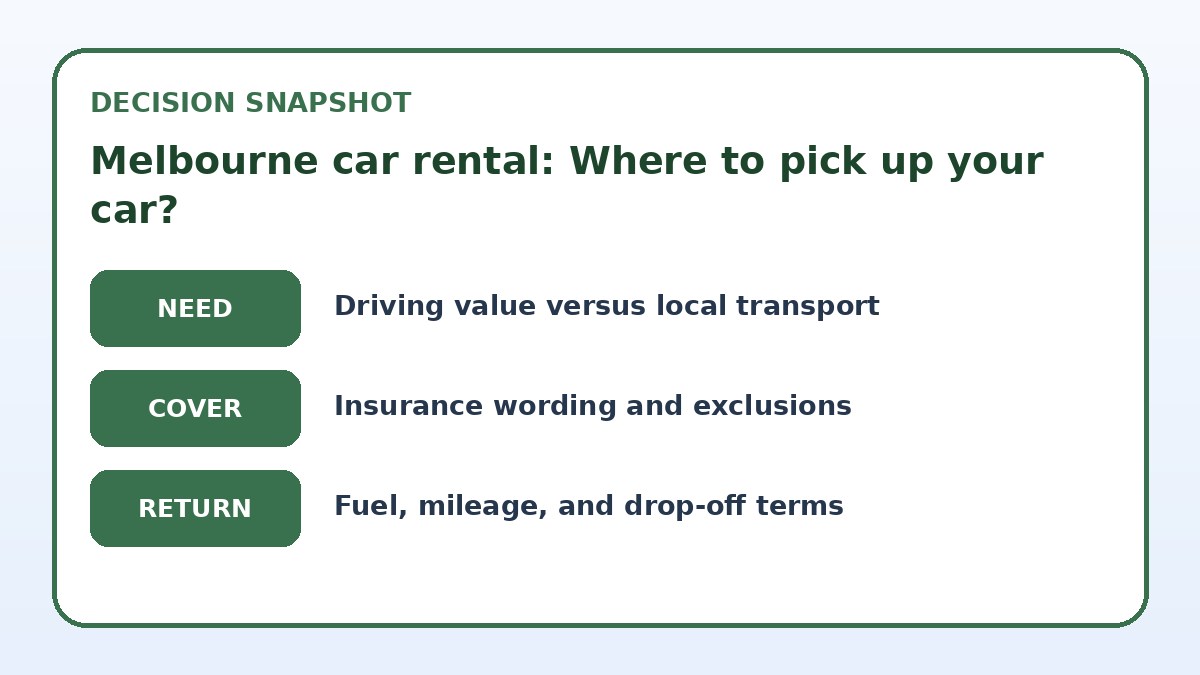 Decision guide for Melbourne car rental: Where to pick up your car?