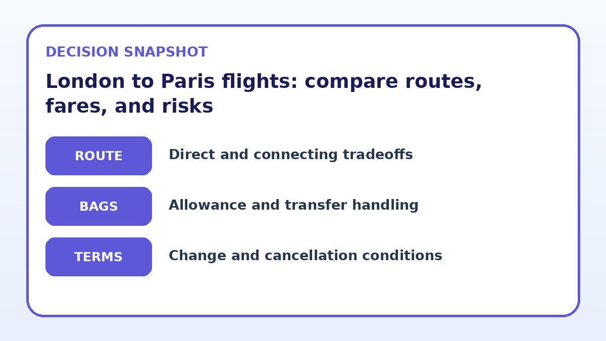 Decision guide for London to Paris flights: compare routes, fares, and risks