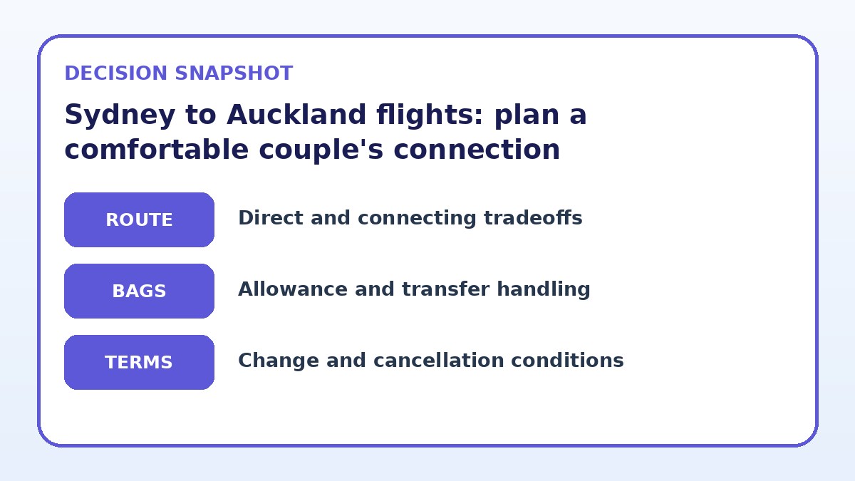 Decision guide for Sydney to Auckland flights: plan a comfortable couple's connection